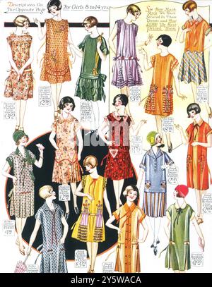 1920s Girls fashion - 8 to 14 years old - dresses catalogue ad Stock Photo