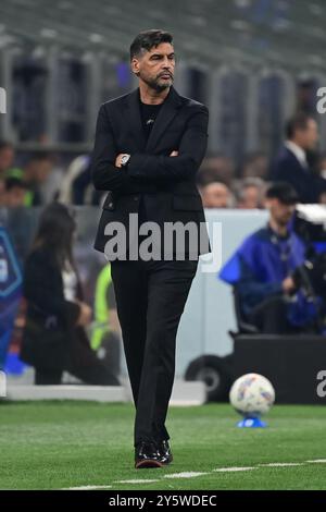 AC Milan's coach Paulo Fonseca during the Italian Serie A football match Inter Milan and AC Milan at San Siro Stadium in Milan, Italy on September 22, 2024. Credit: Piero Cruciatti/Alamy Live News Stock Photo