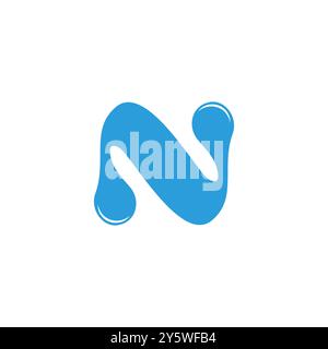 letter n drop water blue logo vector Stock Vector