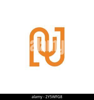 letter nu simple geometric linear linked logo vector Stock Vector