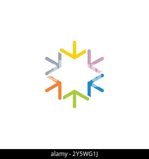 stars colorful arrows center point symbol icon vector Stock Vector