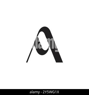 letter qa simple linked curves black logo vector Stock Vector