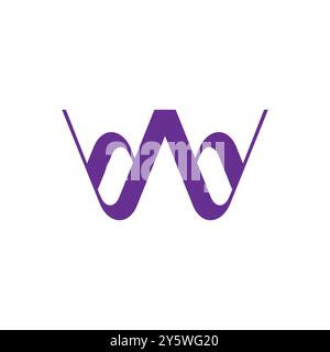 letters wdb simple curves ribbon geometric logo vector Stock Vector