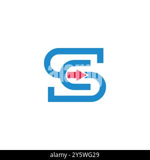 letter sc overlapping motion arrow geometric logo vector Stock Vector