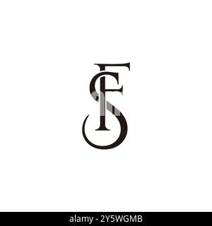 letter sf elegant serif simple linked logo vector Stock Vector