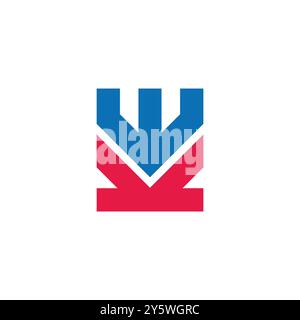 letter wv colorful simple stripes geometric logo vector Stock Vector