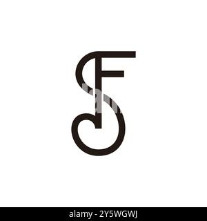 letter sf loop linked connect lines logo vector Stock Vector