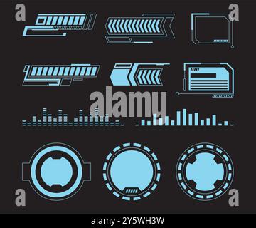 Cyberpunk retro-modern futuristic vaporwave style sci-fi theme dystopian element set collection design icons Stock Vector