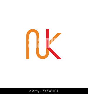 letter nk linked loop curve lines colorful logo vector Stock Vector