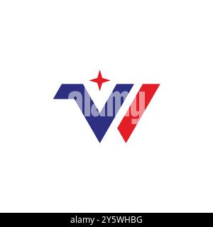 letter wv star simple geometric logo vector Stock Vector
