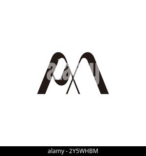 letter pm ribbon linked simple geometric logo vector Stock Vector