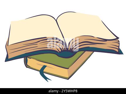 Stack of books on white background. Vector illustration in flat style. Template for educational website design. Closed and open books. White isolated Stock Vector