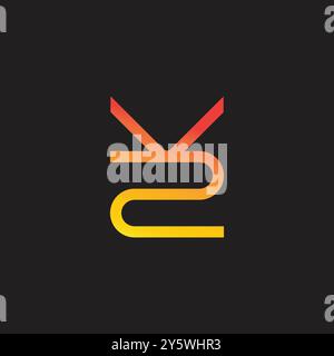 letter v2 simple thin gradient line vector Stock Vector