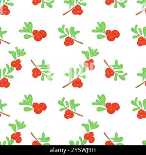 Seamless pattern with cranberries. Vector illustration Stock Vector