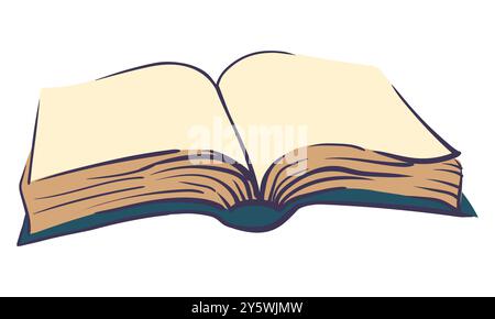 Open book of magic spells. Velminsky grimoire with spells. Wizard's diary, ancient volume with charms and esoteric knowledge. Vector cartoon illustrat Stock Vector