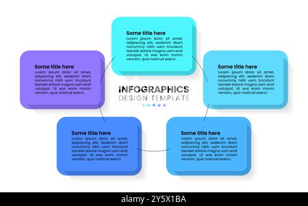 Infographic template with 5 options or steps. Rectangles. Can be used for workflow layout, diagram, banner, webdesign. Vector illustration Stock Vector
