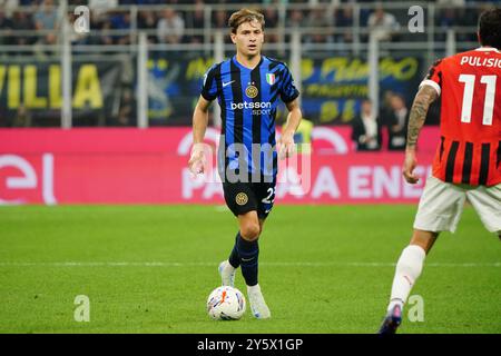 Nicolo' Barella (FC Inter) during the Italian championship Serie A football match between FC Internazionale and AC Milan on 22 September 2024 at San Siro stadium in Milan, Italy. Credit: Luca Rossini/E-Mage/Alamy Live News Stock Photo