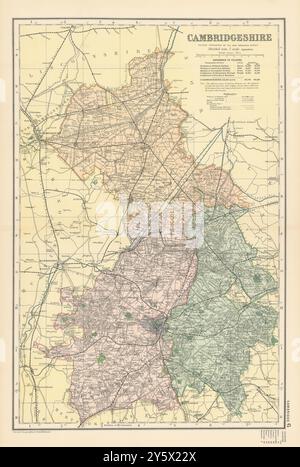 CAMBRIDGESHIRE antique county map by GW BACON 1895 old plan chart Stock Photo