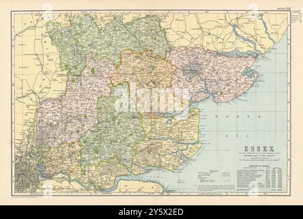 ESSEX antique county map by GW BACON 1898 old vintage plan chart Stock ...