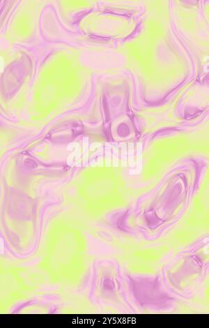 Abstract yellow and pink marbled background pattern with fluid shapes. Stock Photo