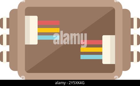 Electrical terminal block connecting wires, isolated on white background Stock Vector