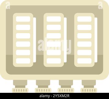 Server rack system is storing digital information in data center with high level of security Stock Vector