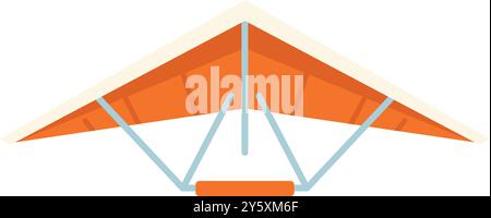 Orange hang glider soaring through sky on white background Stock Vector