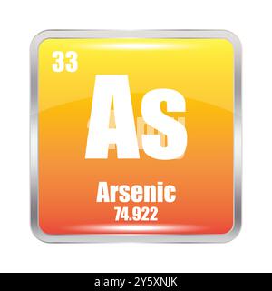 Arsenic element symbol. As abbreviation. Atomic number 33. Atomic mass 74.922. Stock Vector