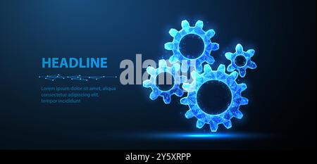 Gear wheels. Cog mechanism, engine system, operation progress, gear shift Stock Vector