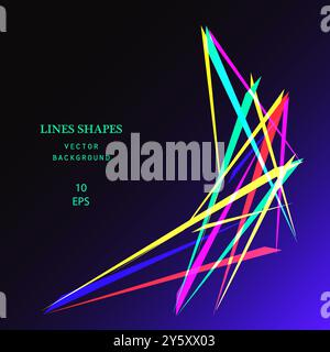Modern neon abstract lines on dark blue background vector illustration. Minimal trendy futuristic graphic design with space for your text image banner Stock Vector