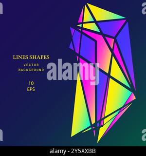 Modern glowing neon abstract shapes on blue background vector illustration.Minimal futuristic trendy graphic design with space for your text image ban Stock Vector