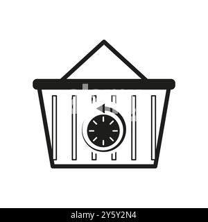 Trash bin icon. Waste container vector. Garbage disposal symbol. Simple black silhouette. Stock Vector