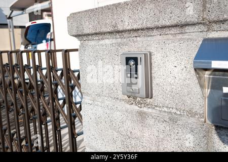 Gate doorbell and video intercom at a Japanese house in Japan Stock Photo