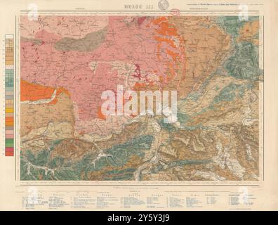 Switzerland geological map. Liestal Schaffhausen Aargau Zürich Baden #3 1866 Stock Photo