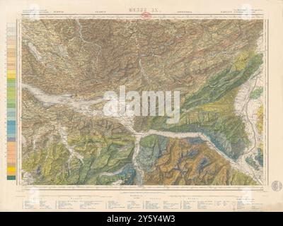 Switzerland geological map. Schwyz Glarus Appenzel St. Gallen Zürich #9 1866 Stock Photo