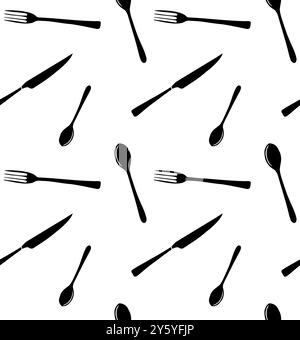 Vector seamless pattern of hand drawn sketch doodle cutlery isolated on white background Stock Vector