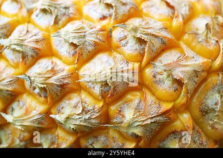 Closeup of Fresh Ripe Pineapple Skin's Exotic Texture Stock Photo