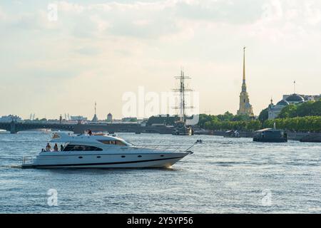 Saint-Petersburg, Russia - June 16, 2024: waterscape of the Neva river Stock Photo