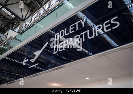 Departures area in Prague Airport Stock Photo