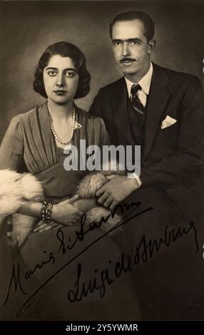 1939 , Rome , ITALY: The italian  royal princess  MARIA di SAVOIA ( 1914 - 2001 ), daughter of King of Italy VITTORIO EMANUELE III and Queen ELENA ( Helene of Montenegro ),  married in Rome on 23 January 1939 to Prince Luigi Carlo of Bourbon-Parma ( di Borbone ,  1899 - 1967 ), son of prince Roberto I di Borbone Duca di Parma ( 1848 - 1907 ) and royal princess Maria Antonia di Braganza of Portugal ( 1862 - 1959 ). Photo by GHITTA CARELL , Roma . - BRAGANCE  - ITALIA  - Ludwig Carl - Karl -  BORBONE PARMA - BORBONE-PARMA - SAVOJA - CASA SAVOIA - REALI - Nobiltà ITALIANA - SAVOY - NOBILITY - ROY Stock Photo