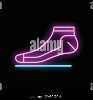 Neon sign glowing with a bright pink sock on a black background Stock Vector