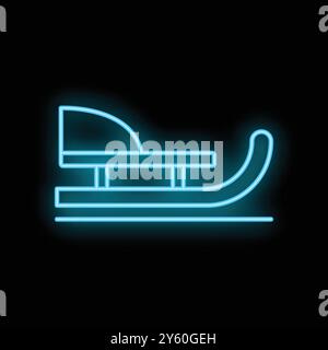 Blue neon sign depicting a winter sleigh, perfect for festive designs Stock Vector