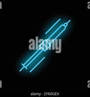 Blue neon icon of a soldering iron, a tool for melting solder used in electronics repair Stock Vector