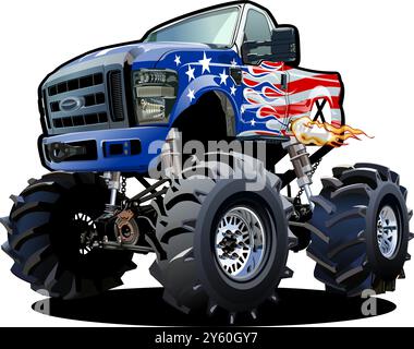 Cartoon Monster Truck. Available EPS-10 separated by groups and layers with transparency effects for one-click repaint Stock Vector