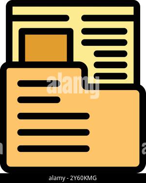 This vector illustration features a file folder storing and organizing digital documents, symbolizing efficient data management Stock Vector