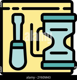 Electronic cigarette user preparing his vape device using tools and e liquid Stock Vector
