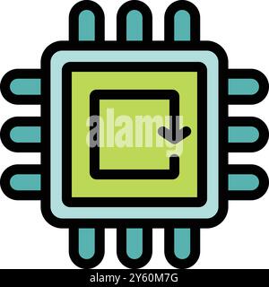 Microchip is installing update, downloading or uploading data with arrow symbol Stock Vector