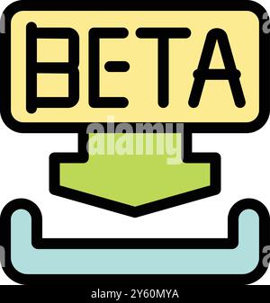 This vector icon represents the concept of downloading a beta version of a software Stock Vector