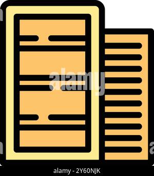 This vector icon represents a data center server room hosting big data with servers and network equipment Stock Vector