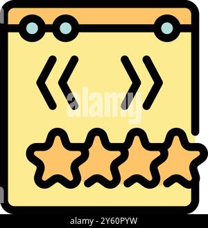 Minimalist illustration featuring a web page displaying a five star rating, symbolizing customer satisfaction Stock Vector